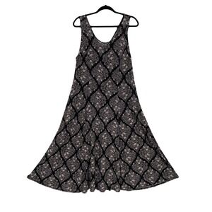 Vintage Peek-a-BOOM+ Black Floral Maxi Dress 2XL | Dark Boho 90s Flowy Plus Size